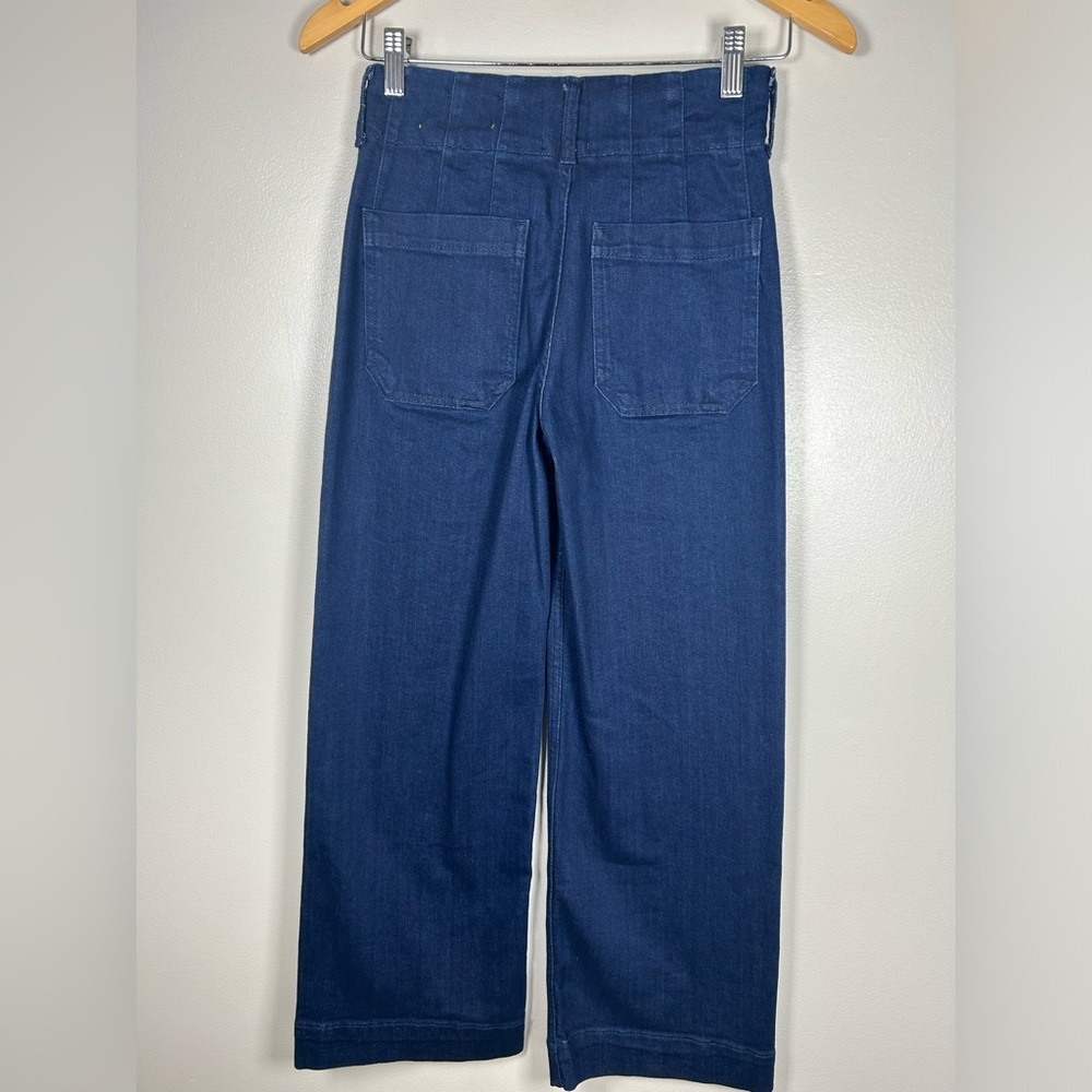 Anthropologie The Colette Crop High-Rise Wide-Leg Dark Blue Jeans by Maeve - Picture 6 of 14